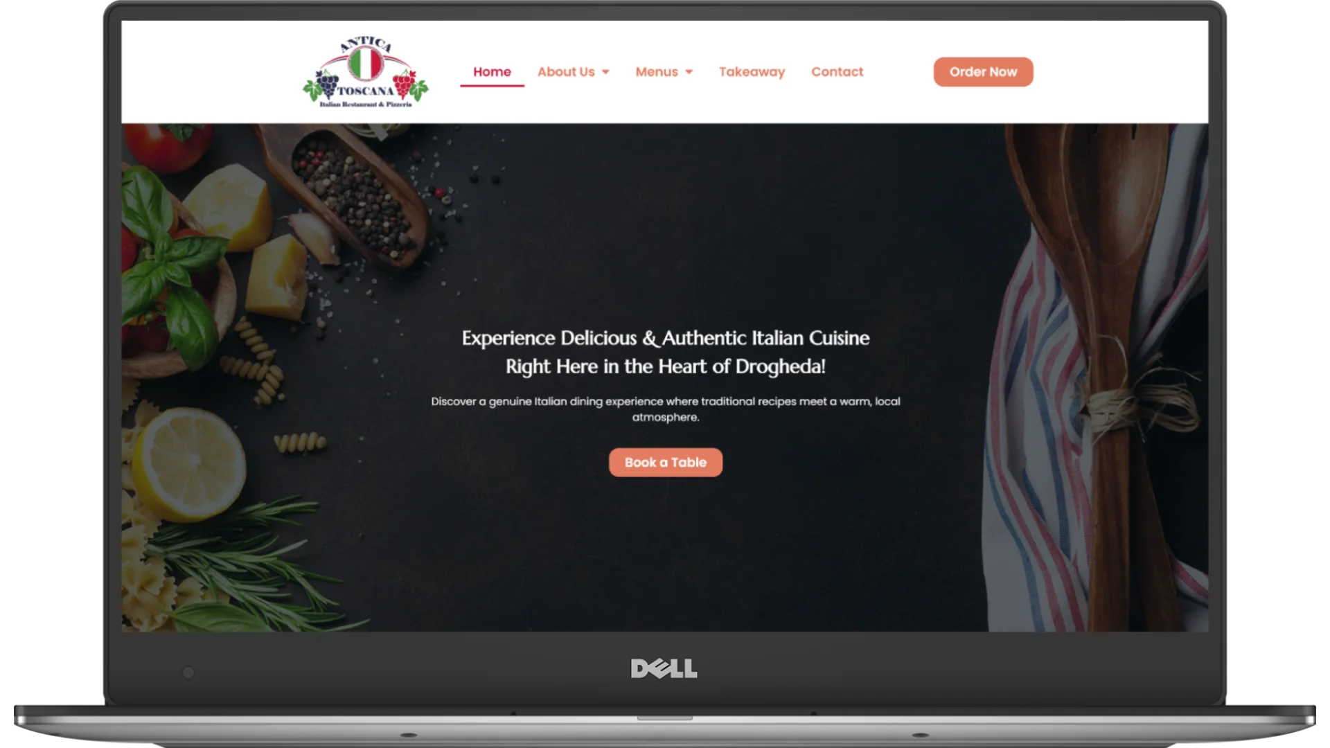 Antica Toscana Website shown on a laptop