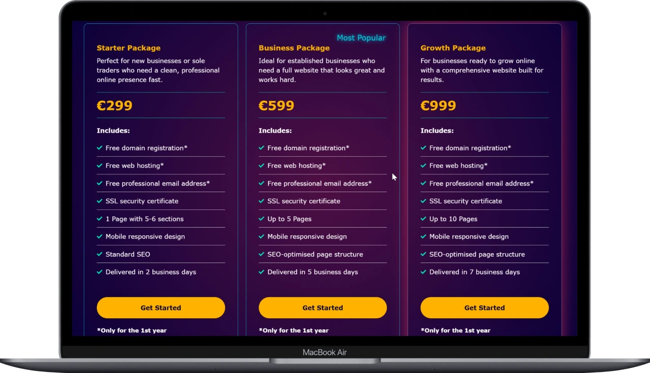 Web Design Drogheda Packages from 299